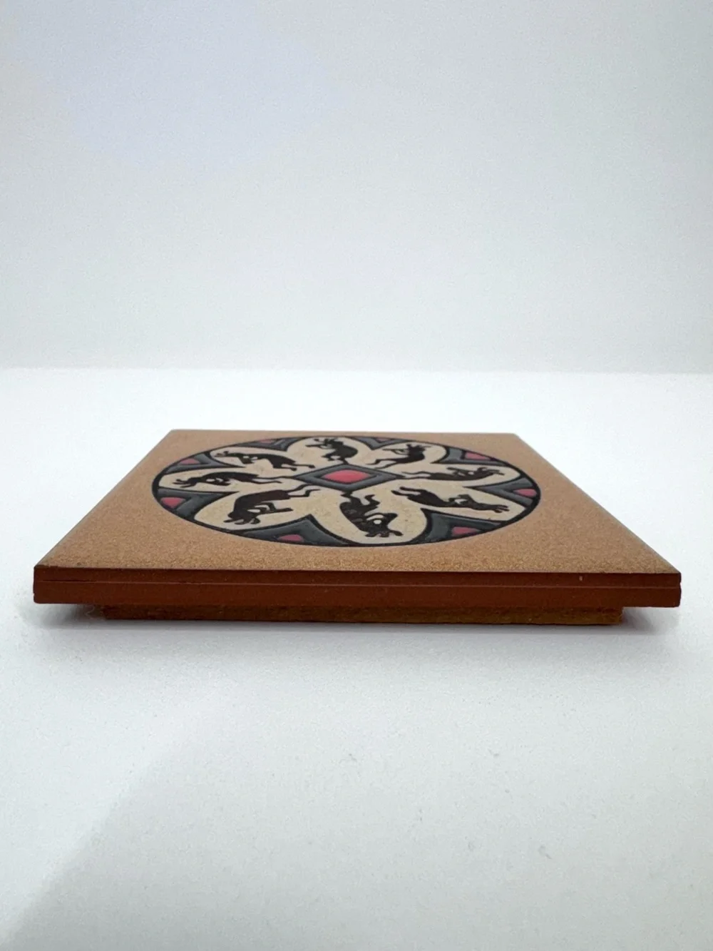 Teissedre Native Dancing Horn Circle Ceramic Coaster, Trivet, Wall Hang Optional